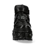 Chaussures Plateformes New Rock Tank en Cuir Noir
