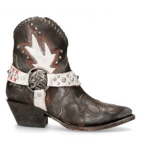 Gray and White New Rock West Ankle Boots