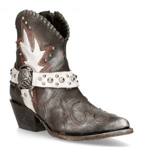 Gray and White New Rock West Ankle Boots