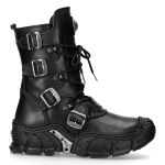 Black Leather New Rock Impact Boots