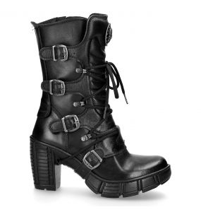 Black Vegan Leather New Rock Trail Boots