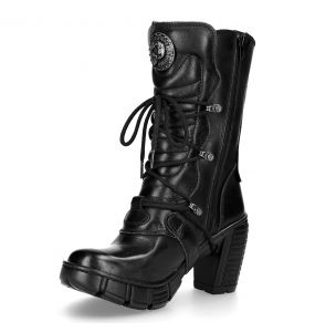 Black Vegan Leather New Rock Trail Boots