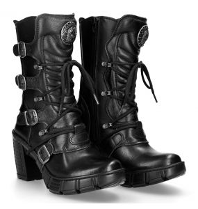 Black Vegan Leather New Rock Trail Boots