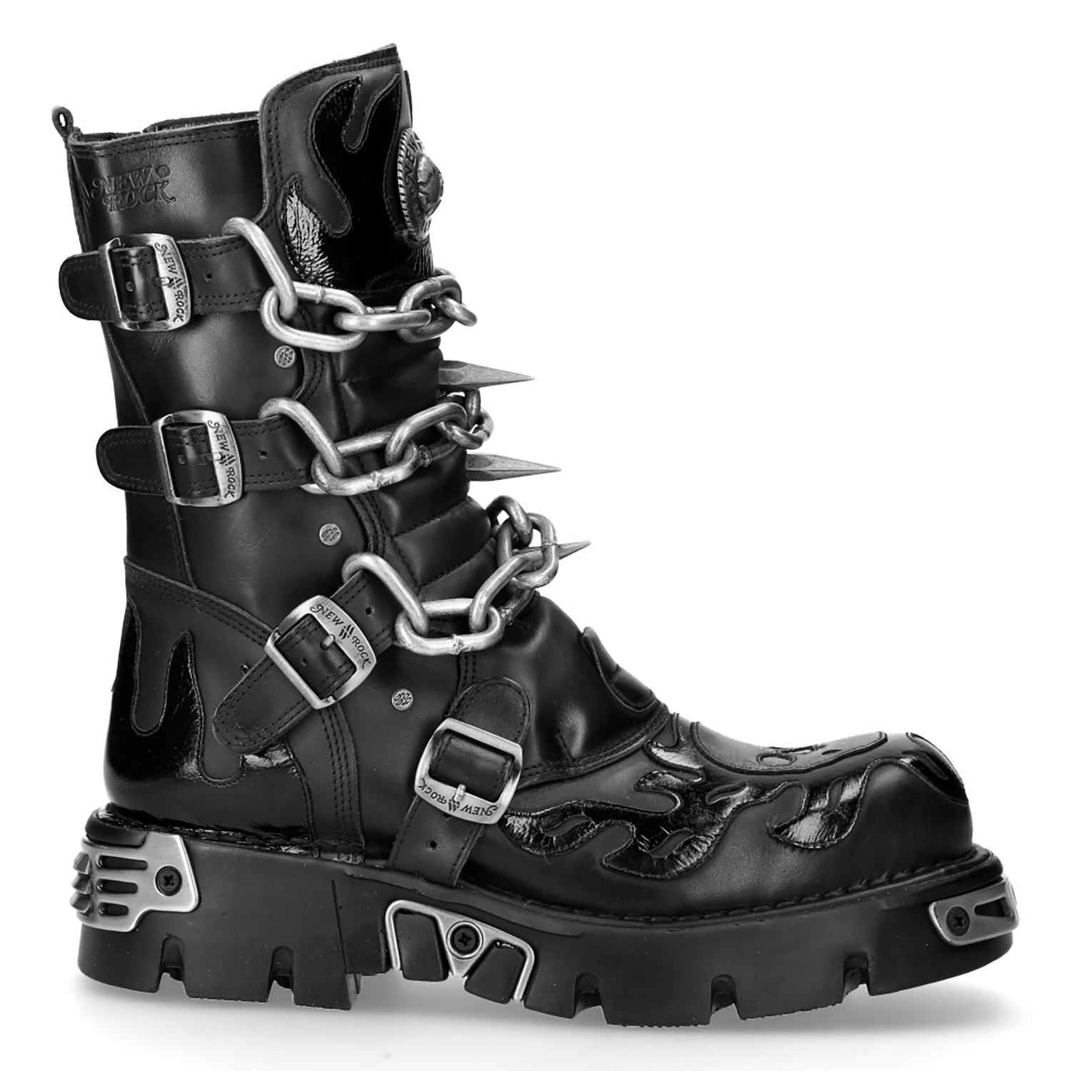 Black New Rock Boots with Chains and Nails M.727-S5 • the dark store™