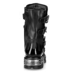 Black Itali and Patent Leather Skull New Rock Metallic Boots with Chains and Nails