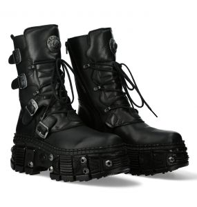 Black Itali and Nomada Leather New Rock Tank Platform Boots
