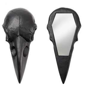 Miroir Compact 'Raven Skull' Noir