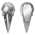 Miroir Compact 'Raven Skull' Argent Antique