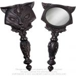 Black 'Sacred Cat' Hand Mirror