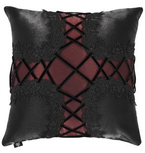 Black and Red Cross-Shaped Gothic Pillow by Devil Fashion • the