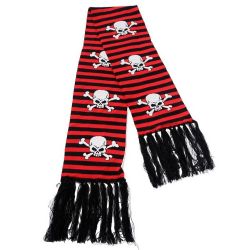 Red Skull and Bones Stripes Scarf