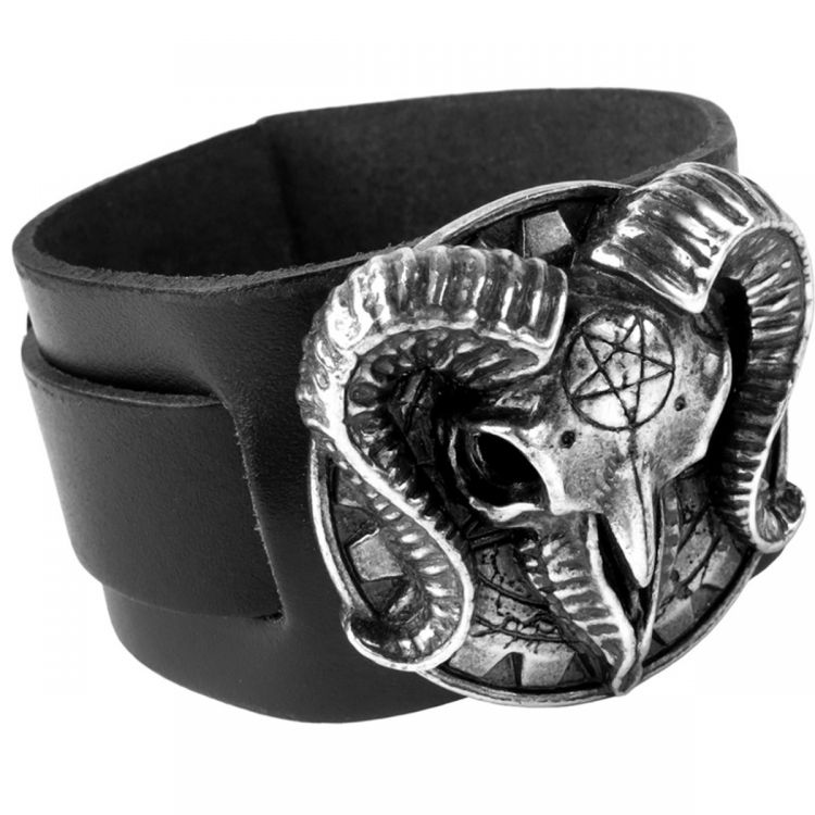 Bracelet 'Gears of Aiwass' en Cuir Noir