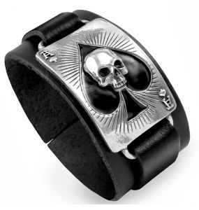 Black Ace Of Dead Leather Wriststrap