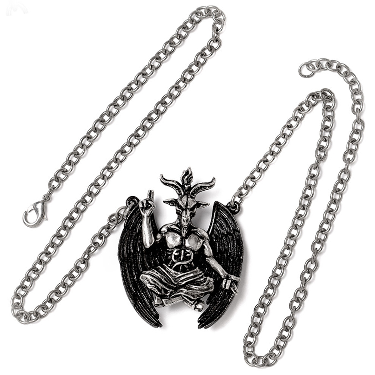 Figuren Shop GmbH Kette mit Anhänger Halskette Totenkopf - Kreuz des  Baphomet Alchemy England Gothic Kette