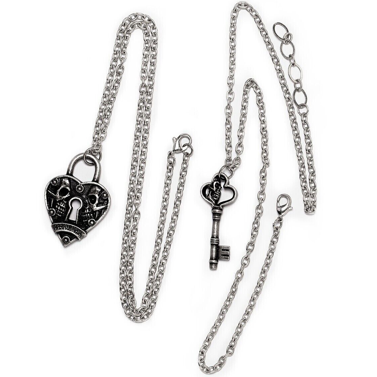 Key to Your Heart Ornate Lock and Key necklace in black stainless