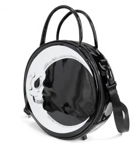 Black and White 'Skull Moon' Round Bag