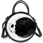 Black and White 'Skull Moon' Round Bag