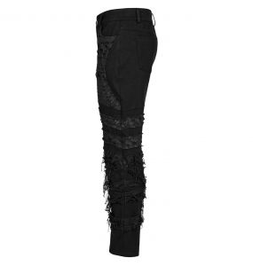 Pantalon 'Goth Distressed' Noir