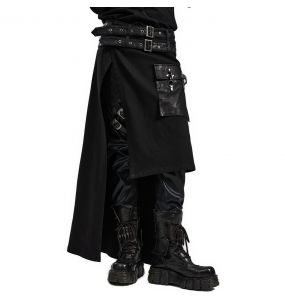 Black 'Winguric' Male's Asymmetric Mid-Skirt Kilt