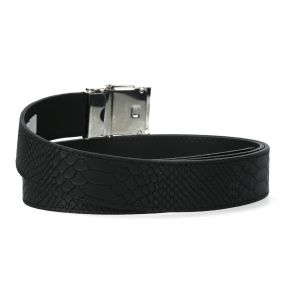 Black Python Leather New Rock Belt With Buckle