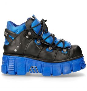 Chaussures New Rock Metallic Bleues et Noires