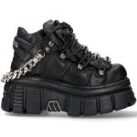 New Rock Metallic Black Shoes with Chains