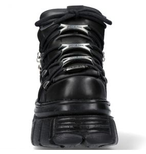 New Rock Metallic Black Shoes with Chains