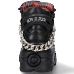 New Rock Metallic Black Shoes with Chains