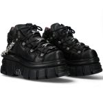 New Rock Metallic Black Shoes with Chains