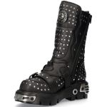 Black New Rock Metallic Boots with Studs
