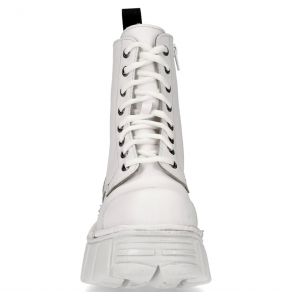 White Leather New Rock Metallic Ankle Boots
