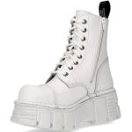 White Leather New Rock Metallic Ankle Boots