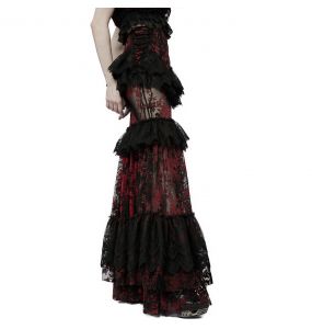 Black and Red 'Ostrogotha' Long Skirt