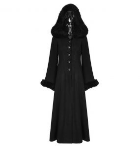 Black 'Fleur De Lys' Hooded Coat