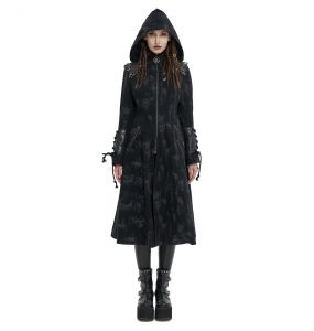 Black 'Azonnig' Printed Long Trench Coat