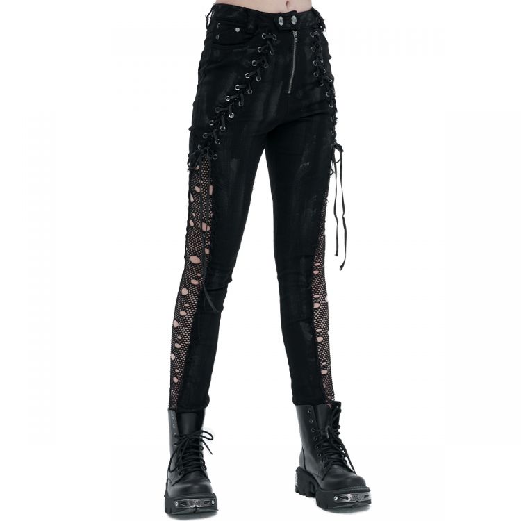Devil Fashion Black Gothic Vintage Sexy Velvet Lace Flared Trousers for  Women 