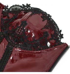 Burgundy Faux Leather 'Alicia' Corset by Devil Fashion • the dark store™