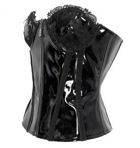 Burgundy Faux Leather 'Alicia' Corset by Devil Fashion • the dark store™