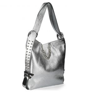 Silver Leather 'Aliana' Handbag