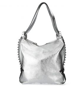 Silver Leather 'Aliana' Handbag