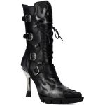 New Rock Malicia Boots in Black Itali and Steel Pulik Leather