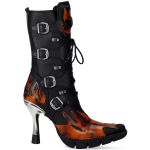 New Rock Malicia Boots in Black Itali and Fire Pulik Leather