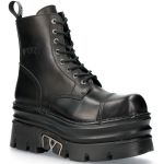 Black New Rock Metallic Platform Ankle Boots