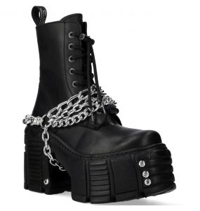 Black New Rock Tower Max Platform Ankle Boots