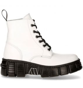 White Antik Leather New Rock Wall Ankle Boots