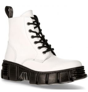 White Antik Leather New Rock Wall Ankle Boots