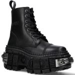 Black New Rock Tank Power Platform Ankle Boots