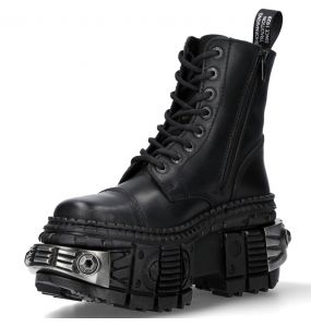 Black New Rock Tank Power Platform Ankle Boots