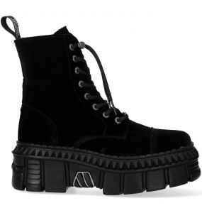 Black Velvet New Rock Metallic Ankle Boots