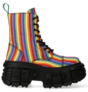 Vegan Rainbow New Rock Wall Platform Ankle Boots